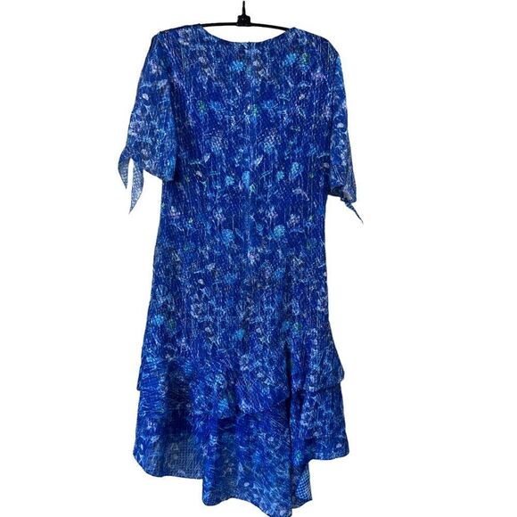 T Tahari Blue Floral Ruffled Cold Shoulder Dress NWT - Picture 16 of 16